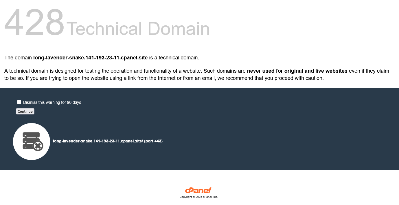 Temporary domain technical notice
