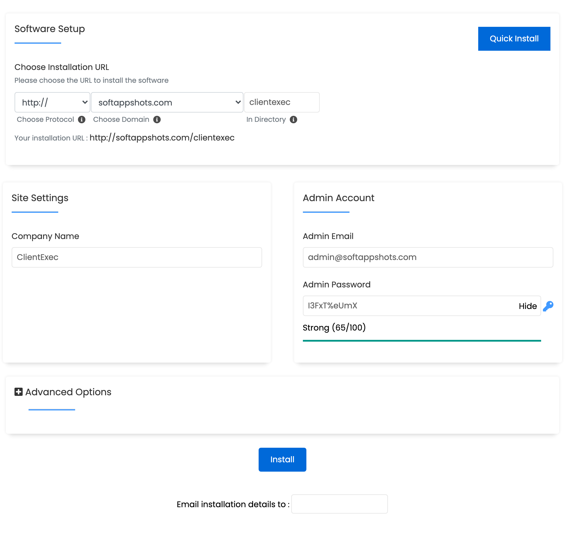 ClientExec Install Options