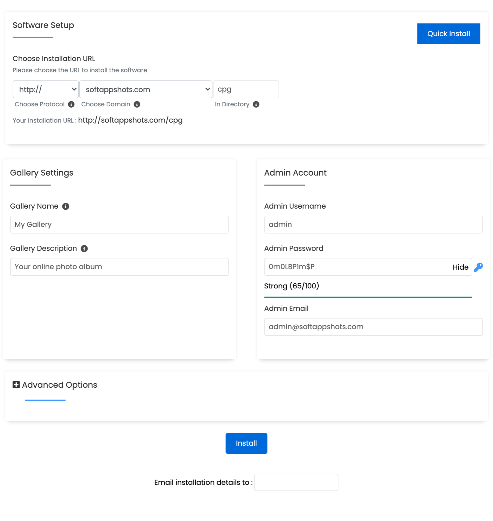 Coppermine Install Options