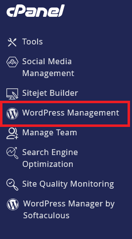 Searching for WordPress Management in cPanel