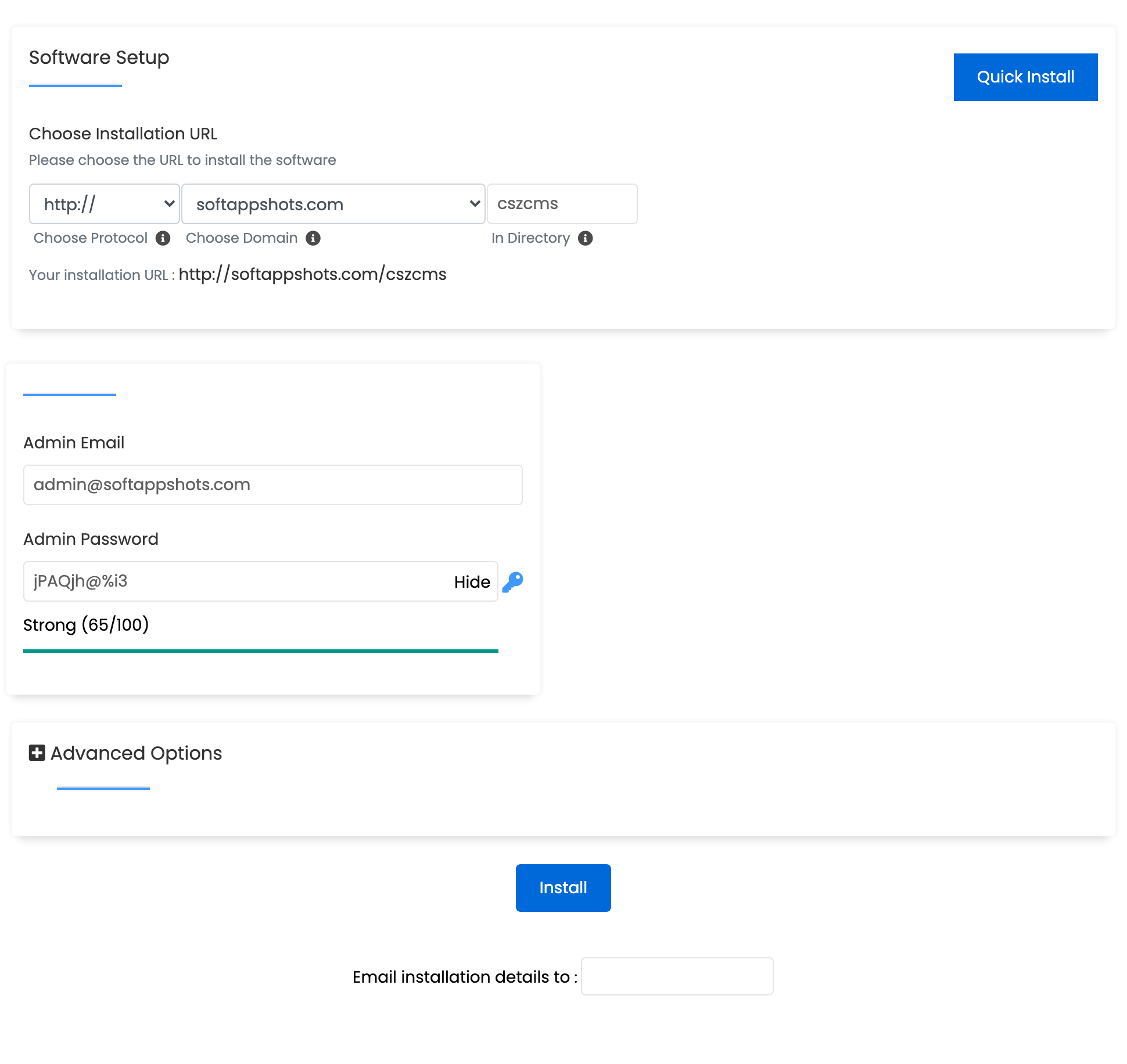 CSZ CMS Install Options