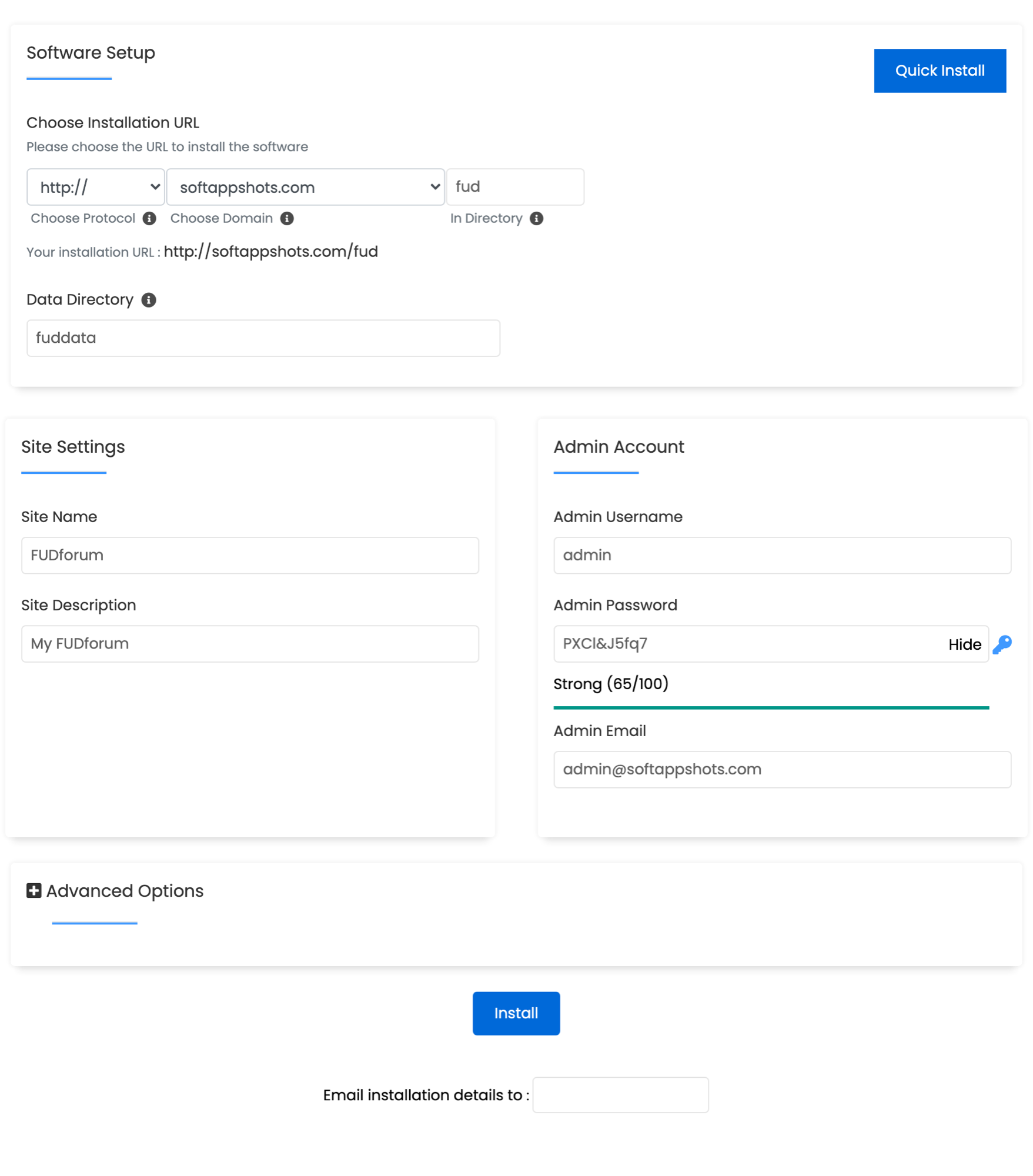 FUDforum Install Options