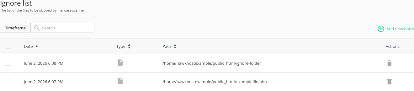 Imunify360 Ignore List