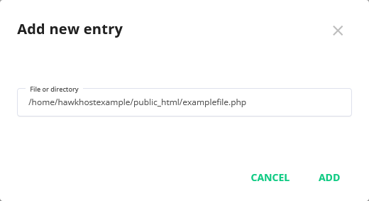 Imunify360 Ignore List Add New Entry