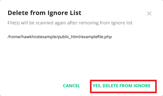 Imunify360 Ignore List Remove Entry Confirmation