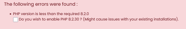 PHP Version Requirement