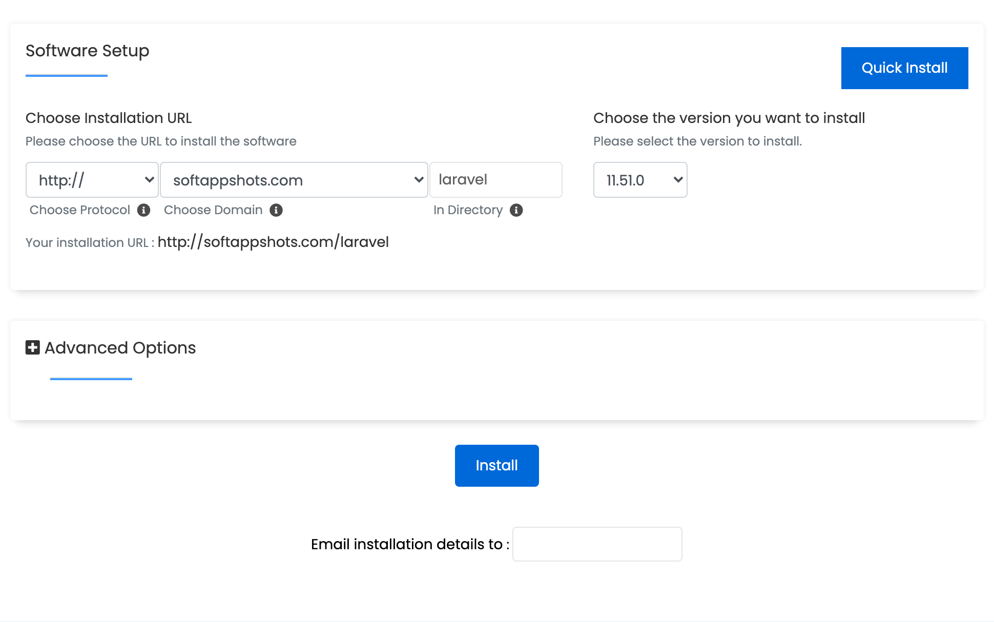 Laravel Install Options