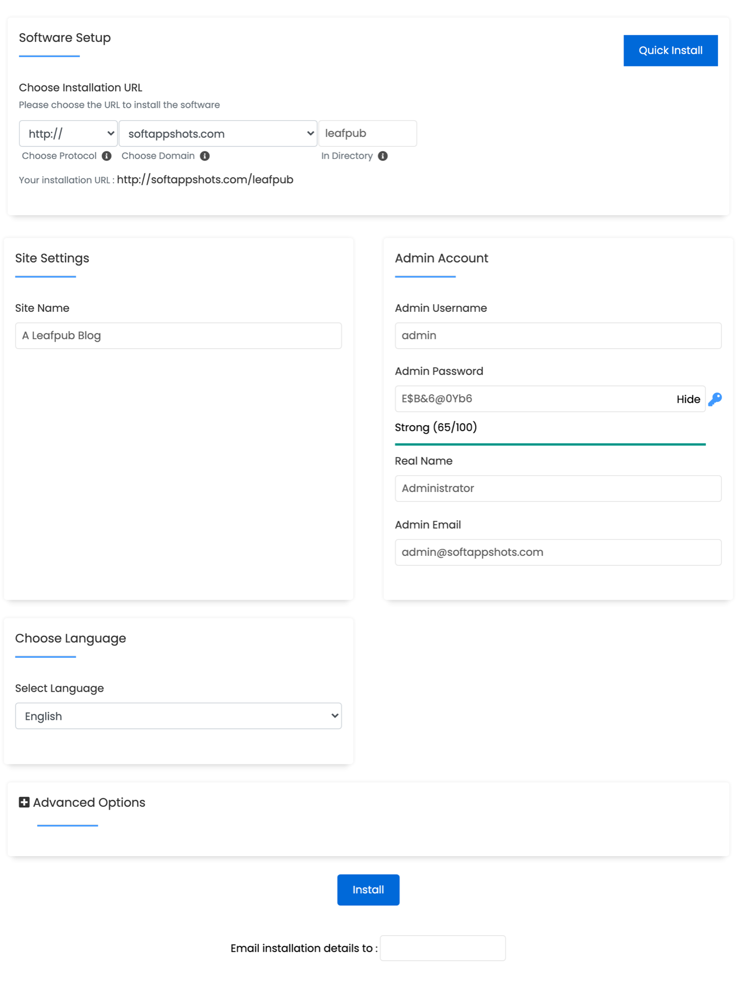 Leafpub Install Options