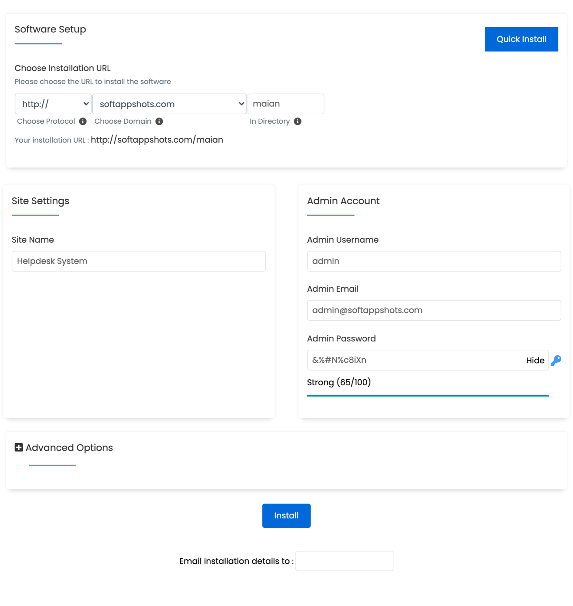 Maian Support Install Options