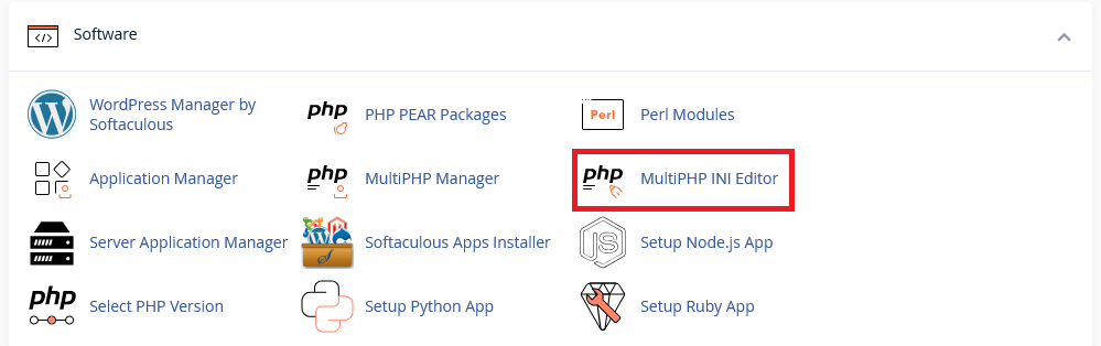MultiPHP INI Editor in cPanel
