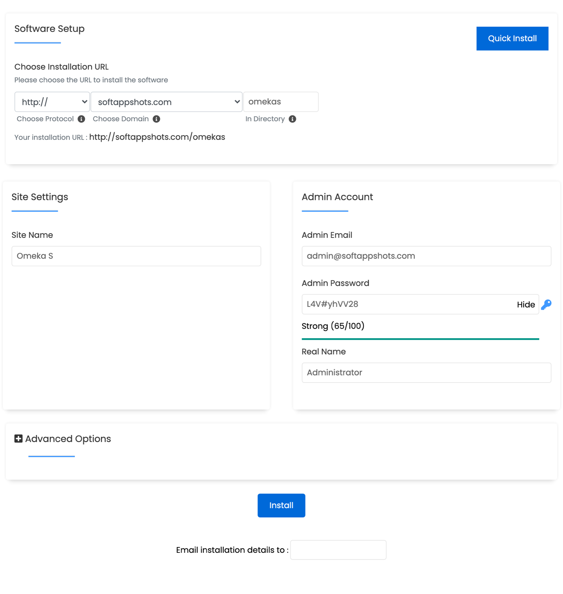 Omeka S Install Options