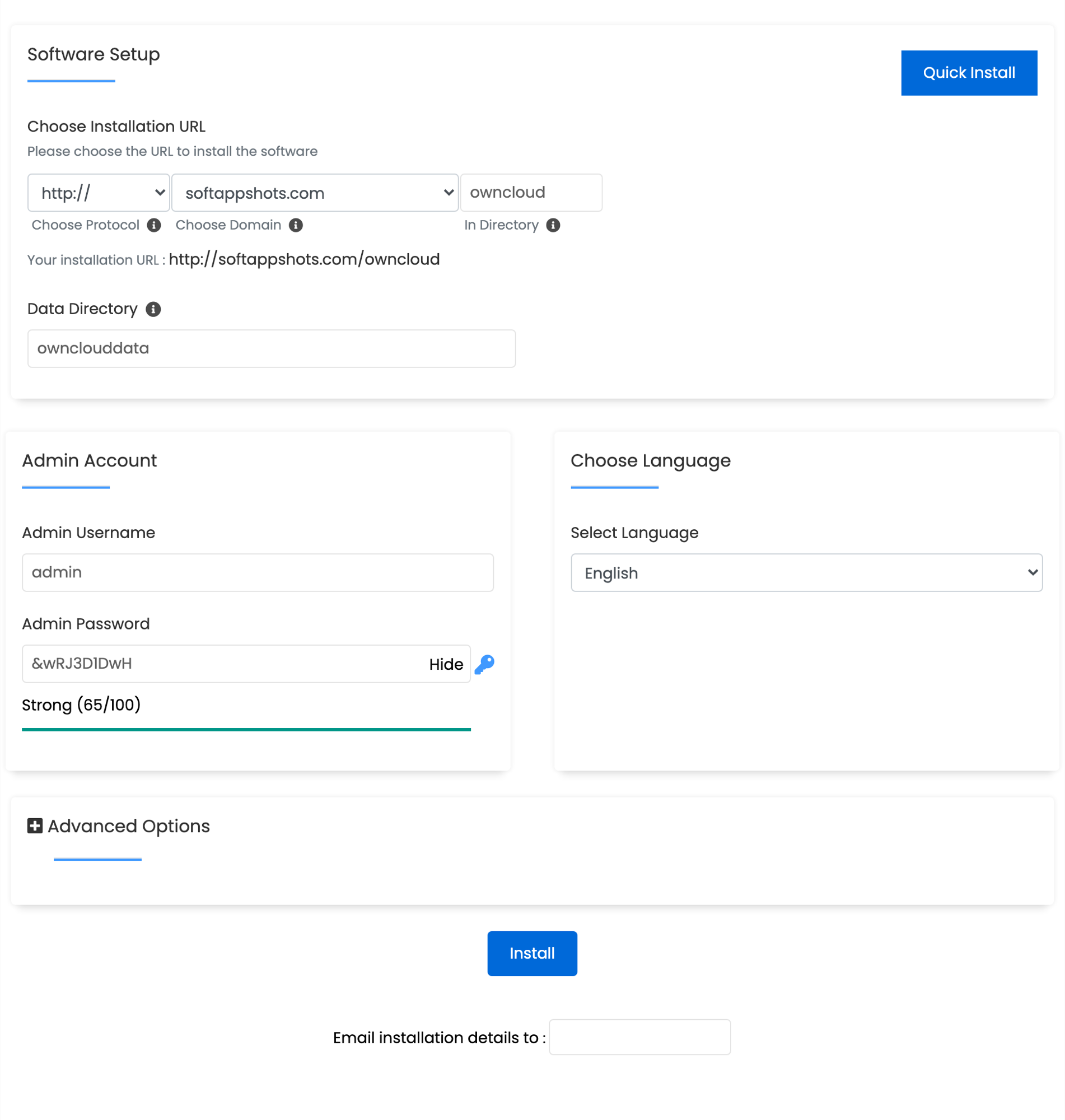 ownCloud Install Options