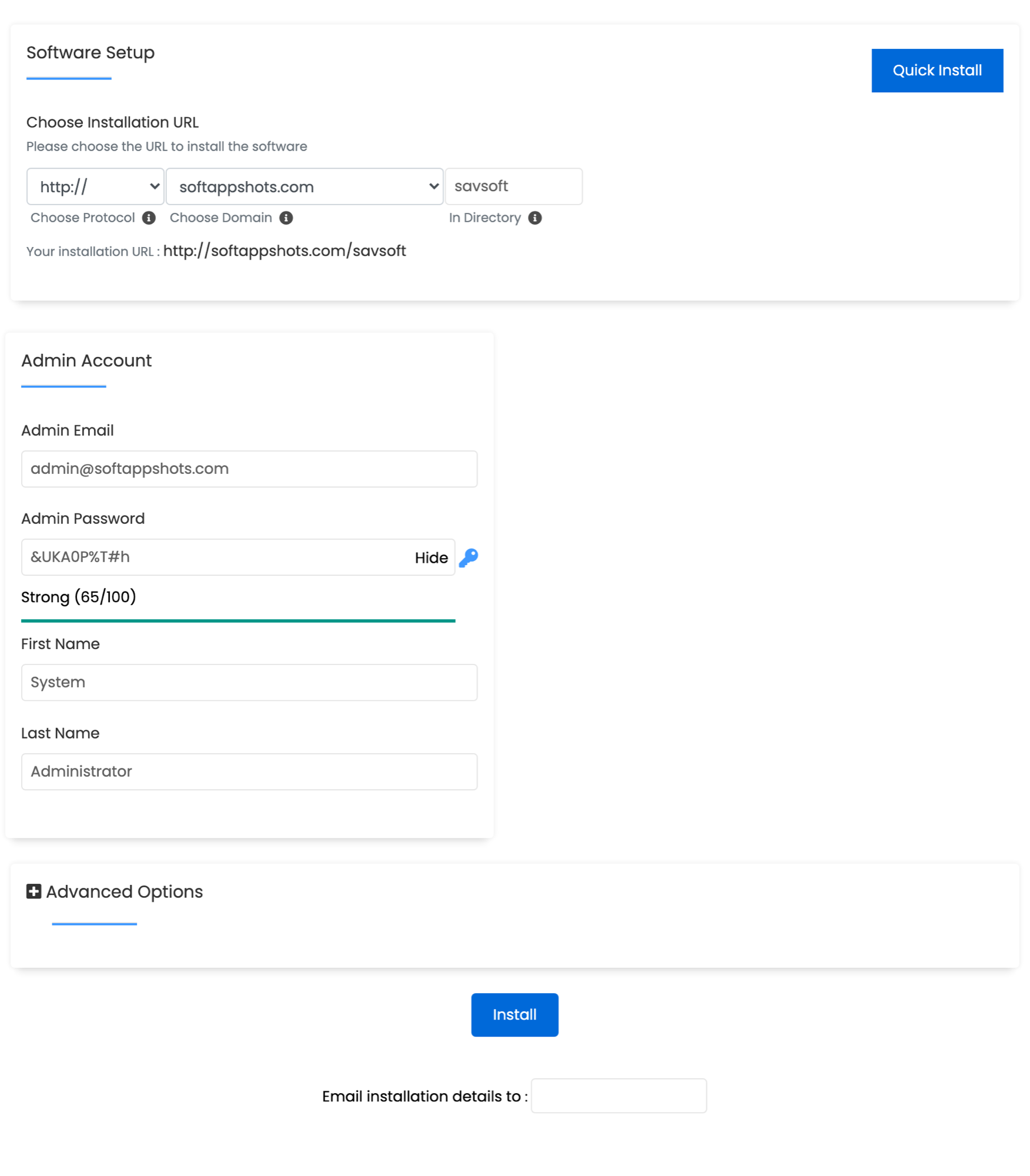 Savsoft Quiz Install Options