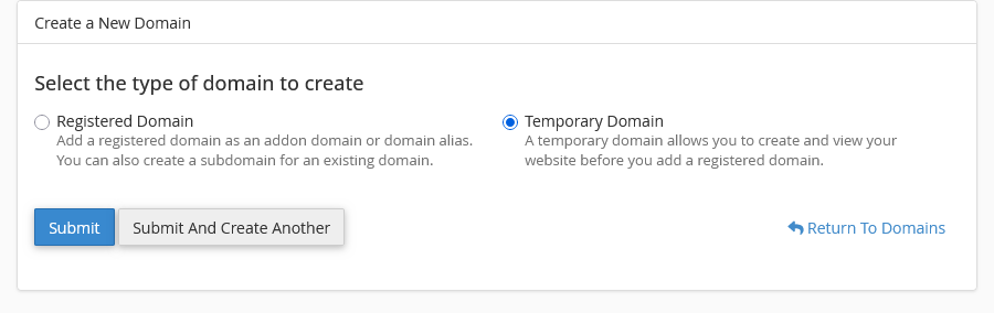 Select Temporary Domain