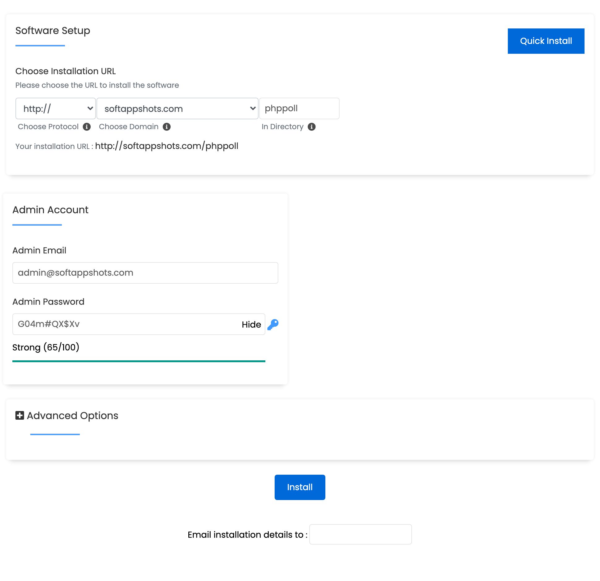 Simple PHP Poll Install Options