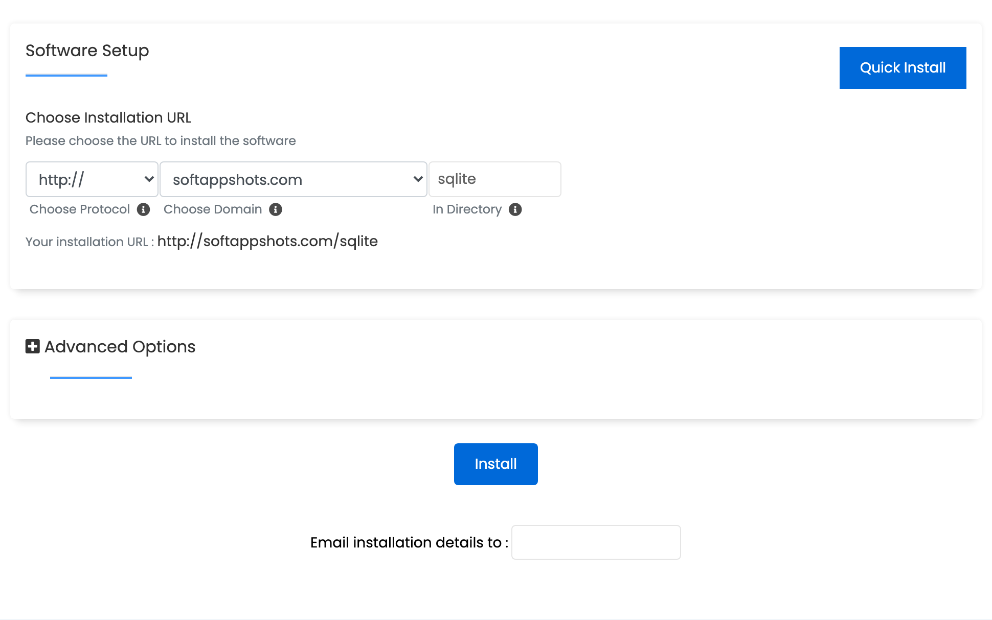 SQLiteManager Install Options