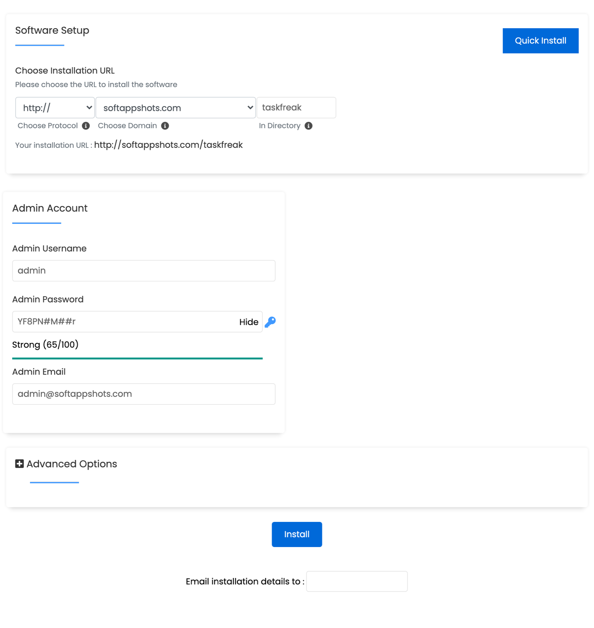 TaskFreak Install Options