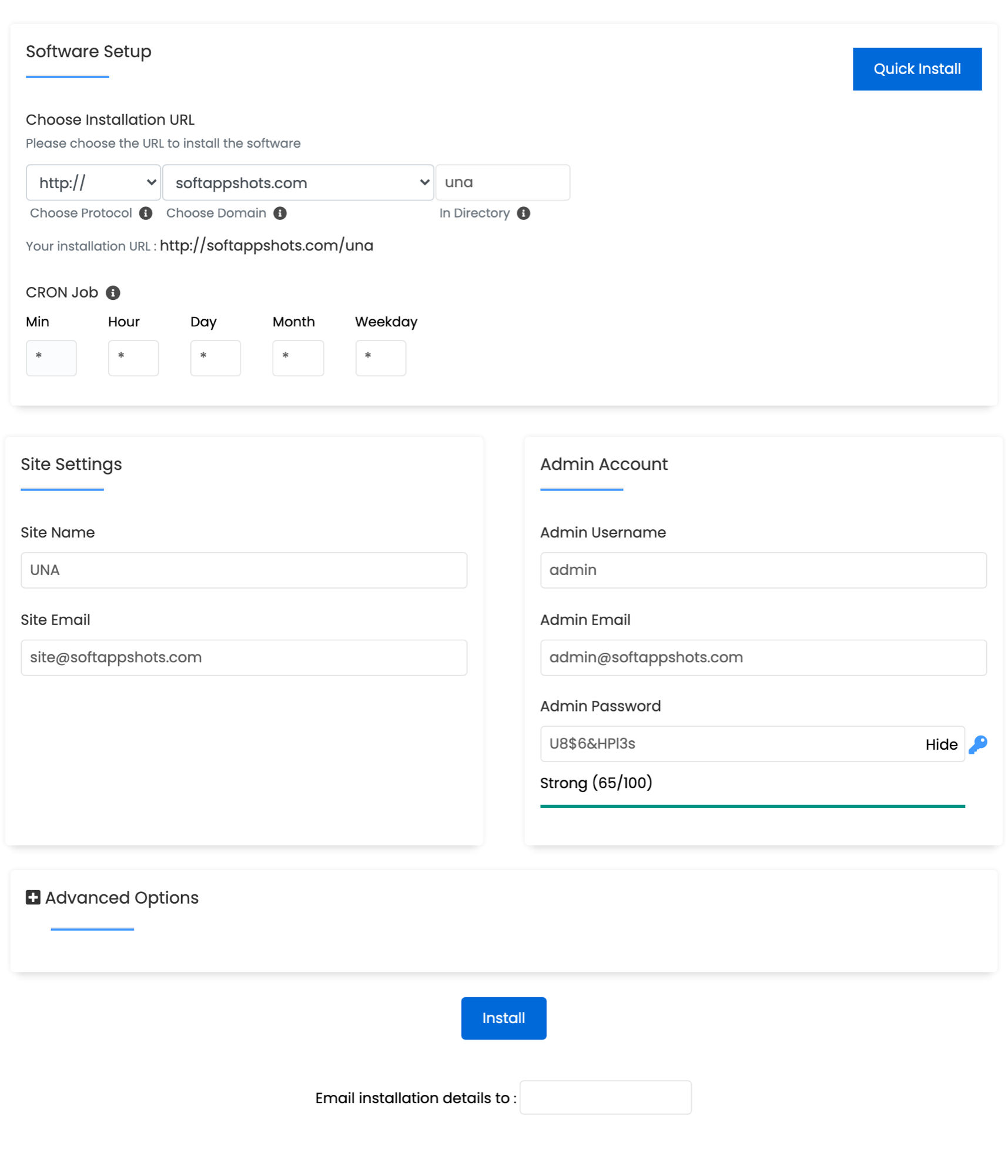 UNA Install Options