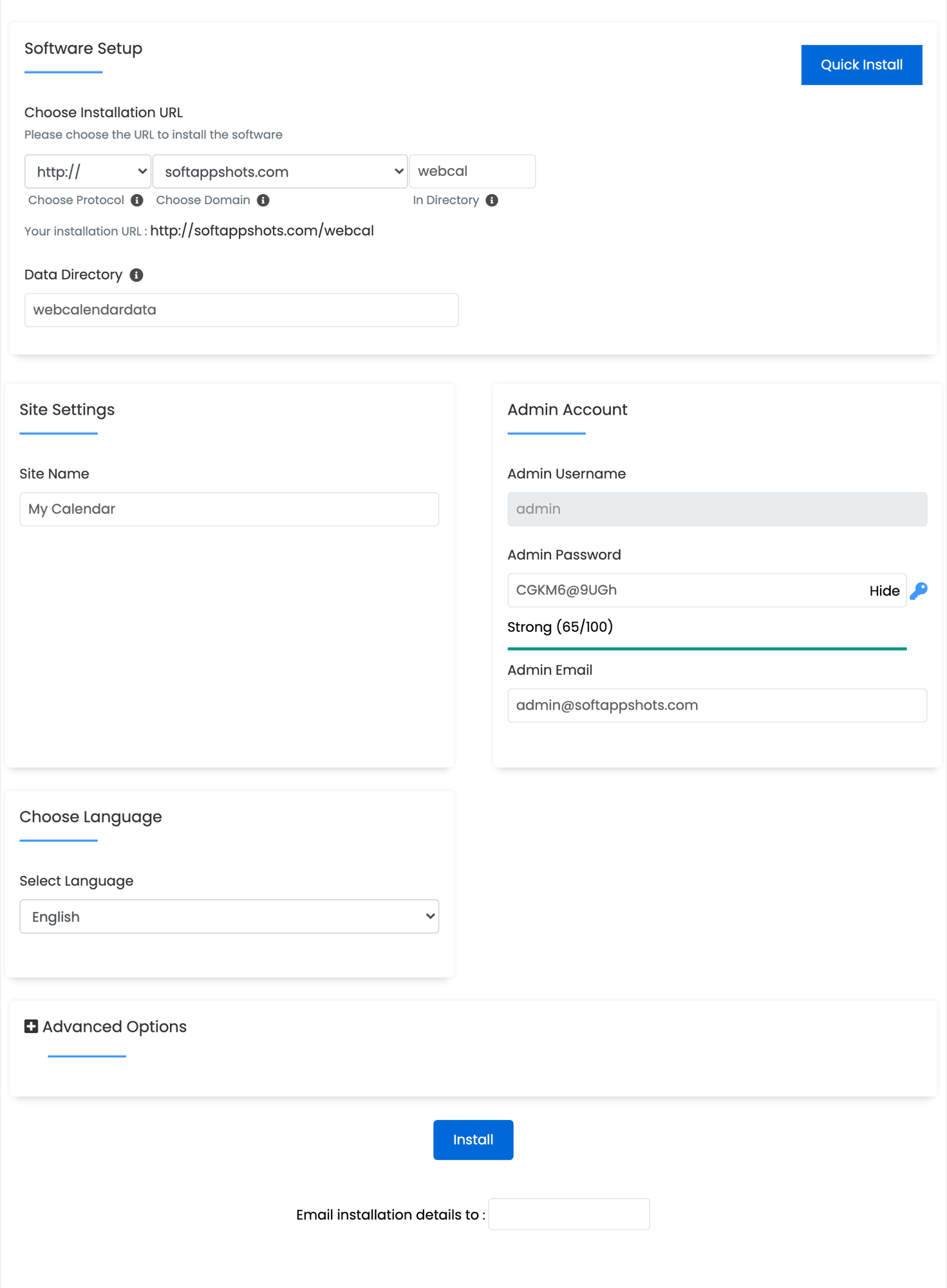 WebCalendar Install Options