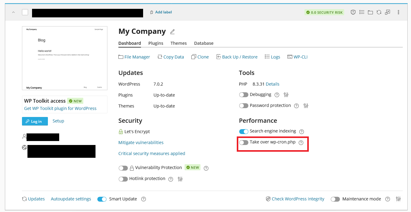 Take over wp-cron.php Toggle
