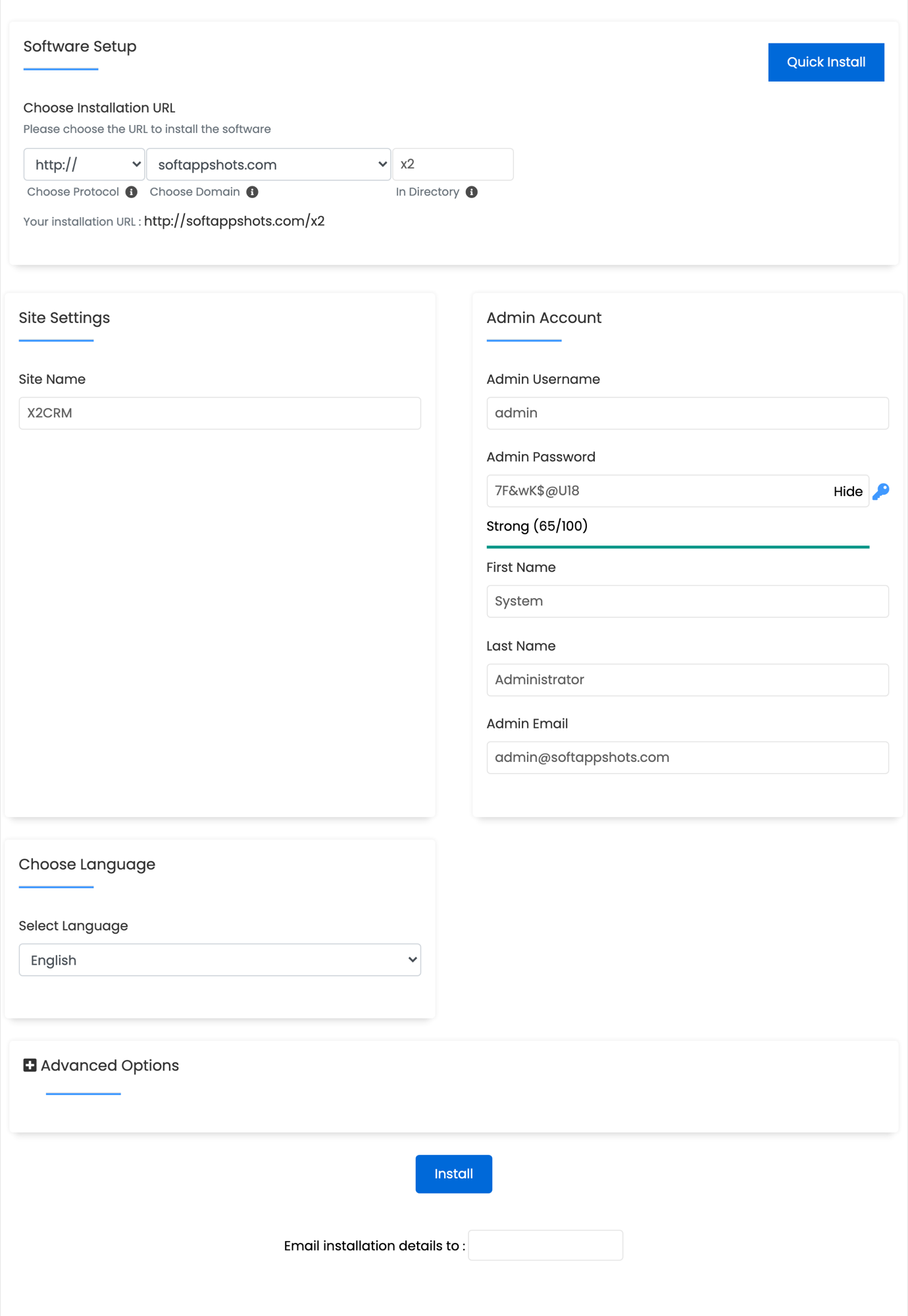 X2CRM Install Options